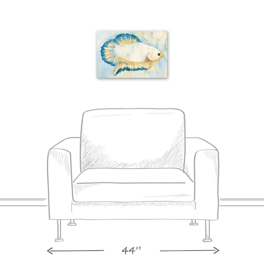 White And Blue Fish 18" x 12' Canvas Wall Art